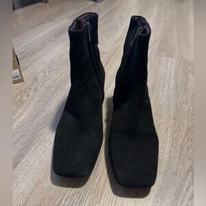 Franco Sarto Black Suede-like Square toe booties